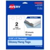 Avery Printable Rectangle Hang Tags, 4.25" x 11", Glossy White, Laser/Inkjet Compatible, 50 Total, Ideal for Packaging, Displays, and Business Use