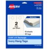 Avery Printable Rectangle Hang Tags, 4.25" x 11", Matte Ivory, Laser/Inkjet Compatible, 20 Total, Ideal for Packaging, Displays, and Business Use