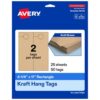 Avery Printable Rectangle Hang Tags, 4.25" x 11", Matte Kraft Brown, Laser/Inkjet Compatible, 50 Total, Ideal for Packaging, Displays, and Business Use