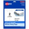 Avery Printable Rectangle Hang Tags, 4.25" x 11", Matte White, Laser/Inkjet Compatible, 50 Total, Ideal for Packaging, Displays, and Business Use