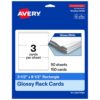 Avery Printable Rectangle Rack Cards, 3.5" x 8.5", Glossy White, Laser/Inkjet Compatible, 150 Total, Ideal for Packaging, Displays, and Business Use