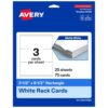Avery Printable Rectangle Rack Cards, 3.5" x 8.5", Matte White, Laser/Inkjet Compatible, 75 Total, Ideal for Packaging, Displays, and Business Use