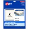 Avery Printable Rectangle Rack Cards, 4.25" x 9", Matte Ivory, Sure Feed Technology, Laser/Inkjet Compatible, 20 Total, Ideal for Packaging, Displays, and More