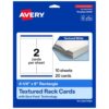 Avery Printable Rectangle Rack Cards, 4.25" x 9", Matte Textured White, Sure Feed Technology, Laser/Inkjet Compatible, 20 Total, Ideal for Packaging, Displays, and More