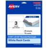 Avery Printable Rectangle Rounded Rack Cards, 3.5" x 8.5", Matte White, Laser/Inkjet Compatible, 75 Total, Ideal for Packaging, Displays, and Business Use