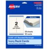 Avery Printable Rectangle Rounded Rack Cards, 4.25" x 9", Matte Ivory, Sure Feed Technology, Laser/Inkjet Compatible, 50 Total, Ideal for Packaging, Displays, and More