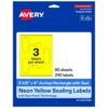 Avery Printable Sealing Labels, 5-1/8" x 4", Neon Yellow, Sure Feed Technology, Print-to-The-Edge Capability, Laser/Inkjet Printer Compatible, 240 Total
