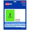 Avery Printable Sealing Labels, 5-7/8" x 4", Neon Green, Sure Feed Technology, Print-to-The-Edge Capability, Laser/Inkjet Printer Compatible, 120 Total