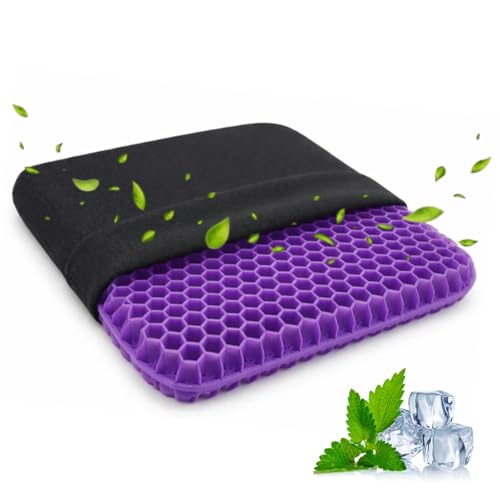 Avesoria GEECO Gel Seat Cushion, Double Thick Honeycomb Cooling Chair Pad with Firm Support, Breathable Non-Slip Cushion for Office Chair, Car Seat, Home, Wheelchair and Long Sitting,Purple