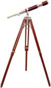 A Vintage Marine Standard High Magnification Tube Handmade Antique Wooden Tripod Telescope Single Barrel Chrome Finish Spyglass Nautical Decorative