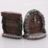 Avtytsda Miniature Resin Fairy Garden Door Mini Fairy Door and Windows for Trees Tree Stump Decor Ornaments Fairy House Fairies Door Kit Decoration(2pcs Door)