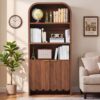 AVZEAR 71" Tall Arched Bookcase 5 Tier Fluted Freestanding Arched Bookshelf