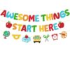 Awesome Things Start Here Banner First Day of School Party