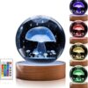 Axolotl Crystal Night Light, 16 Color Changing Lamp with Remote, K9 Crystal Globe with 3D Laser Engraving Tree Design, USB Powered with Solid Wood Base, for Desk Decor and Gifts