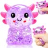 Axolotl Squishy, Sensory Fidget Toy for Kids Adults, Glitter Squeeze Toy for Classroom Prize,Christmas Party Favors