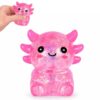 Axolotl Squishy Squeeze Toy, Cute Glitter Fidget Toy for Stress Relief, Sensory Stress Ball for Anxiety Relief, Crebloxinn Soft Squishy Toy for Kids & Adults(Pink)