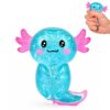 Axolotl Squishy Squeeze Toy for Stress Relief, Glitter Fidget Toy for Kids & Adults, Crebloxinn Cute Sensory Toy for Anxiety Relief(Blue)
