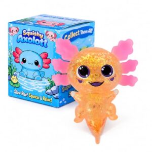 Axolotl Squishy Stress Ball, Soft TPR Slow Rising Squeeze Toy, Cute Axolotl Fidget Toy for Stress Relief, Anxiety Calming Sensory Toy for Kids Adults(Orange BigEars Axolotl)