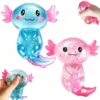 Axolotls Squishies Fidget Stress Ball,Cute Squishies Axolotls Toy,Easter Basket Stuffers, Stress Ball Squeeze Toys for Stress Relief (2pcs)