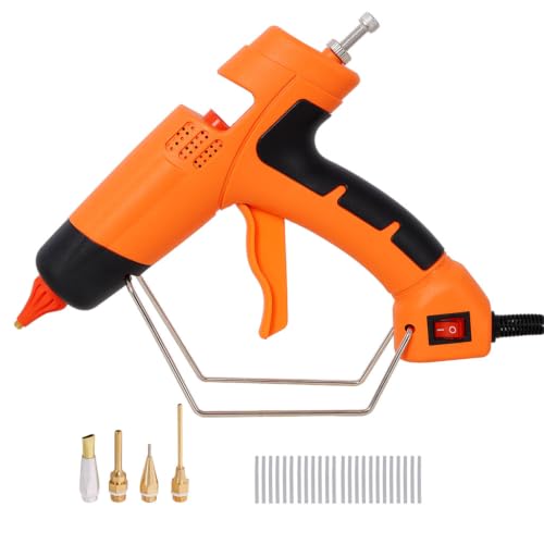 Aynuma Hot Glue Gun Kit with 24 Glue Sticks, 4 Interchangeable Nozzles Hot Melt Glue Gun with Anti-Drip Design, Ergonomic Grip Stand for DIY Crafts, Home Repair, Wood, Glass, Metal, Leather Projects,