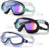 AzureWings 3 Pack Kids Swim Goggles for Ages 3-14, Anti-Fog UV Protection Swimming Goggles with Wide View Panoramic Lenses