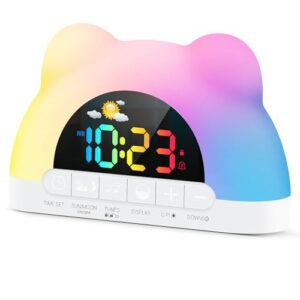 Azyh Alarm Clock for Kids, Ok to Wake Clock with Green Light Red Light, Children's Sleep Trainer,10 Ringtones,3 Brightness, Dual Alarms, Digital Alarm Clock for Adults Boy Girl Toddler Bedroom