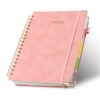 B5 Hardcover Spiral Notebook with Removable Subject Divider Tabs(pink)