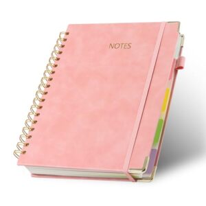 B5 Hardcover Spiral Notebook with Removable Subject Divider Tabs(pink)