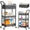 Baby Diaper Caddy Organizer Cart with Adjustable Shelf and Detachable Dividers, Grey 3 Tier Postpartum Carts on Wheels, Rolling Storage Cart for Baby Essentials, Newborn Must Haves, Bedside, Nursery