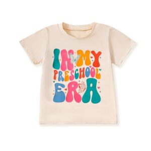 Baby First Day of Preschool Shirt Toddler Kids boy Girl in My Preschool Era Tee Shirt Top Back to School Outfits (Pink, 2-3 Years)