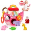 Baby Girl Toys 6-12 Months-Pink Noah's Ark Toy with Stuffed Animals