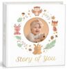 Baby Memory Book – First 5 Years Keepsake Book for Boy or Girl, 120-Page Baby Milestone Journal with 6 Keepsake Folders, Laminated Hardcover, Gold Spiral Binding & Photo Window