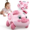 Baby Musical Toys for 6-12-18 Months, Musical Piggy Toys for Toddler 1 Year Old Baby Girl, Infant Crawling Light up Music Toys for Tummy Time Development, 1st Birthday Gift for Boy 7 8 9 10+ Month