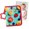 Baby's My First Family Album Baby Photo Albums Soft Photo Cloth Book with Baby-Safe Mirror Holds 17 4x6 Photos for Newborns, Toddlers, Baby Shower