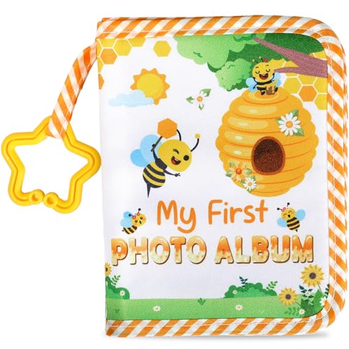 Baby's My First Family Album Soft Photo Cloth Book Bee My First Book of Photos Baby Memory Album Gift Holds 4x6 Pictures for Babies Newborn Toddler & Kids Baby Shower