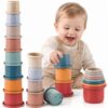 Baby Stacking Cups, 8 PCS Nesting Cups for Babies 6-12 Months, Montessori Toys for Toddlers 1-3, Educational Stacking Toy for Fine Motor Skills, Color Recognition & Size Sorting, Toddler Learning Gift