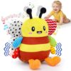 Baby Toys 6-18 Months, Musical Crawling Bouncing Dancing Bee Baby Plush Toy for 1 Year Old Baby Girls Boys, Rechargeable Interactive Baby Sensory Toddler Toys 10-12 Months, 50 Songs & Voice Recorder