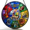 Back to School Acrylic Puzzle Suncatcher - Art Science Music Sports Window Hanging Ornament Colorful Hobby Themed Home Decor