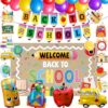 Back to School Decorations, 45pcs Banner Backdrop Hanging Swirls Balloons