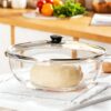 Bairuiin 4.7Qt Extra Large Glass Mixing Bowls Clear Glass Salad Cooking Bowls for Kitchen Salad Bread Storage for Food Prep Baking & Storage - Kitchen(Black)