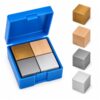 Baluue STEM Density Cube Set 4-Pack 20mm Brass, Iron, Aluminum & Wood Blocks for Archimedes Principle & Specific Gravity Labs School & Classroom Science Kit
