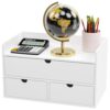 Bamboo Desk Organizer wtih Drawers Mini Desktop Drawer Tabletop Storage