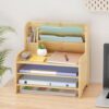 Bamboo File Organizer for Desk, Desktop Paper Tray and Mail Holder