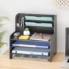 Bamboo File Organizer for Desk, Desktop Paper Tray and Mail Holder