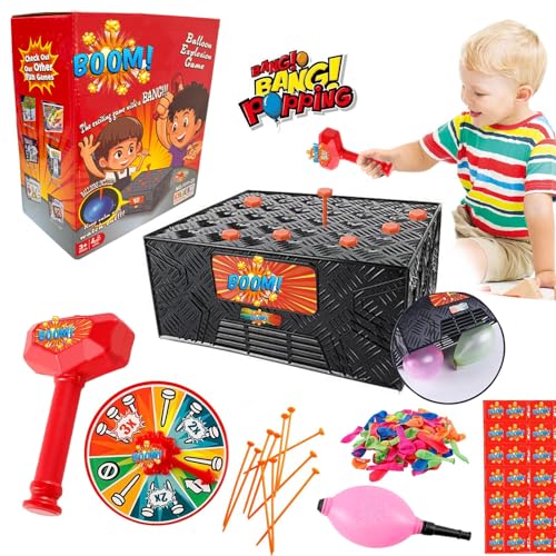 Bang Popping Balloon Game New Explosion Balloon Popping Game for Adults Kids Board Family Game Night Favorite Popular Social Media Games Everyone Can Play Challenge Friends Party Game Props(1Box)
