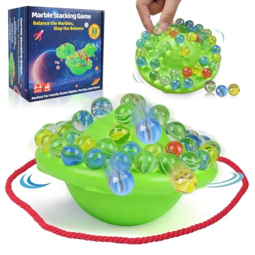Bangzi Marble Game & Balance Game for Kids - 60 Premium Glass Marbles, Strategy Fun Toy for 1-4 Players, Ready to Play Out of The Box 8 Years Old