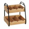 Baoblaze Bamboo Storage Shelf Double Layer Kitchen Counter Organizer With Dividers For Tea Pouch Sugar Packet Small Snacks Suitable For Pantry Breakroom Modern Home