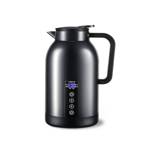 Baoblaze Portable Heating Container Electric Travel Kettle Water Boiler Car Mug With Anti Leak Body Stainless Steel Interior Suitable for road trips daily, 1300ML Glossy Black Car Use 12V/24V + Base