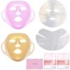 Baoton 2Pcs 3D Moisturizing Face Mask for Prevent Evaporation, 200Sheets Face Neck Disposable Plastic Mask Paper Reusable Silicone Facial Mask Wrapped Cover Sheet Mask Patch Film for DIY Spa Skincare