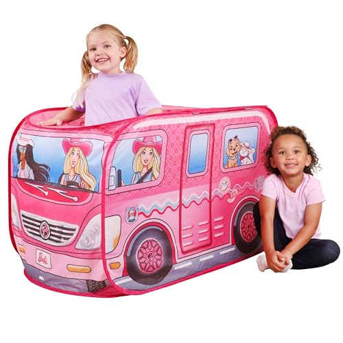 Barbie Coastal Cowgirl Camper Pop-Up Play Tent for Kids – Indoor Playhouse with Roll-Up Door & Roof Openings – Easy Setup, Folds Flat for Storage – Safe for Toddlers & Kids Ages 3+